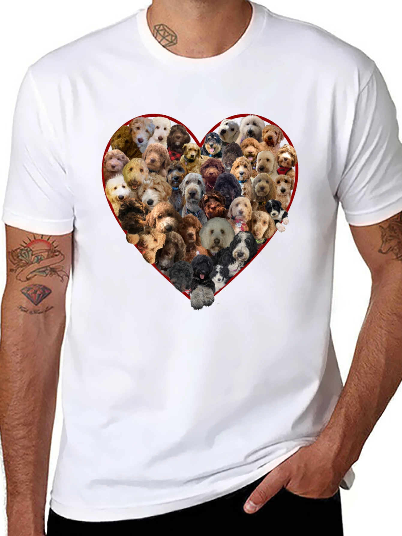 Dog Breed Heart T-Shirt - Black Crew Neck