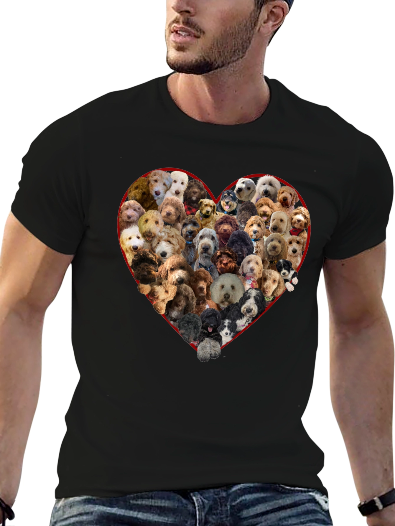 Dog Breed Heart T-Shirt - Black Crew Neck