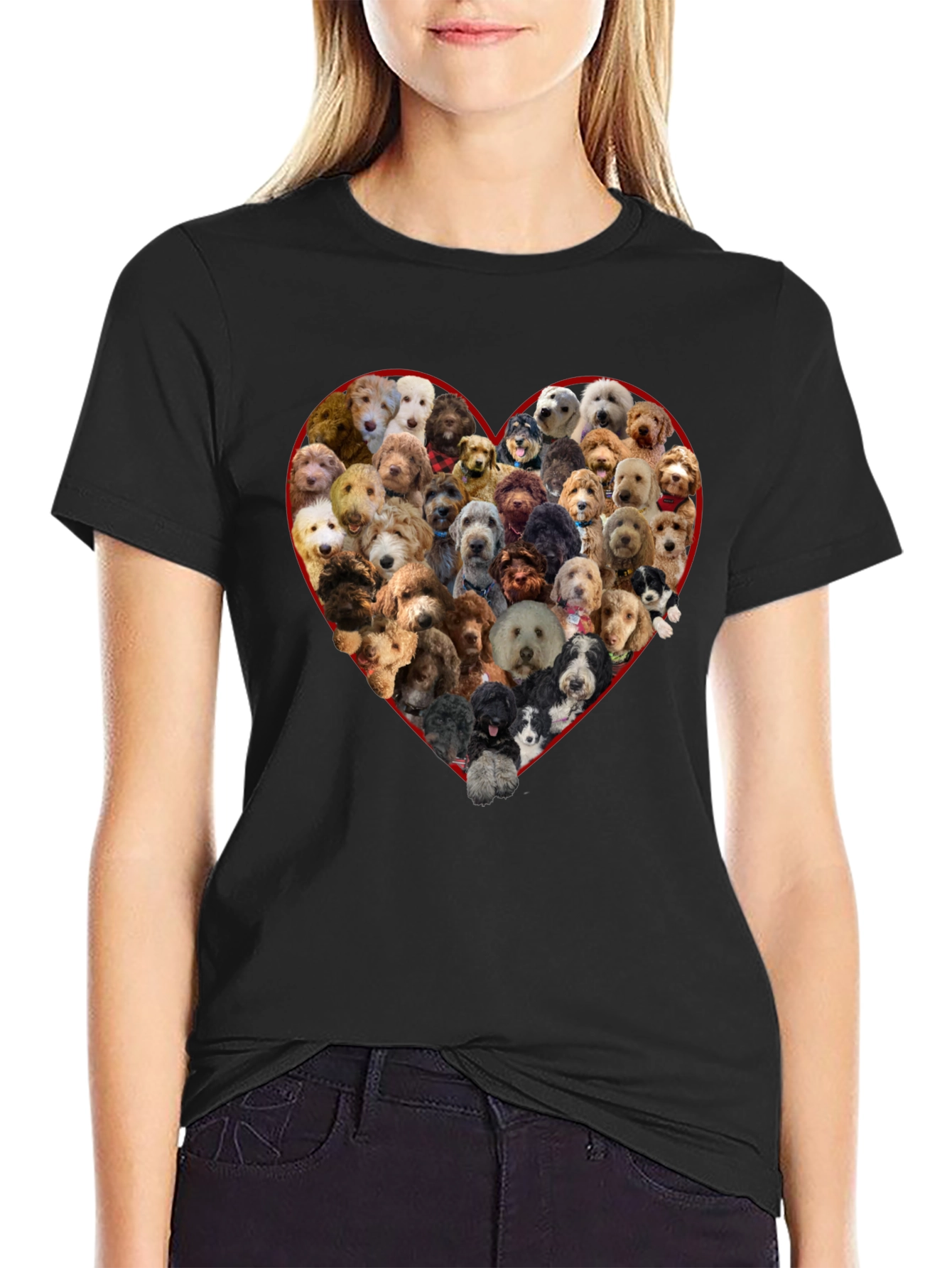 Dog Breed Heart T-Shirt - Black Crew Neck