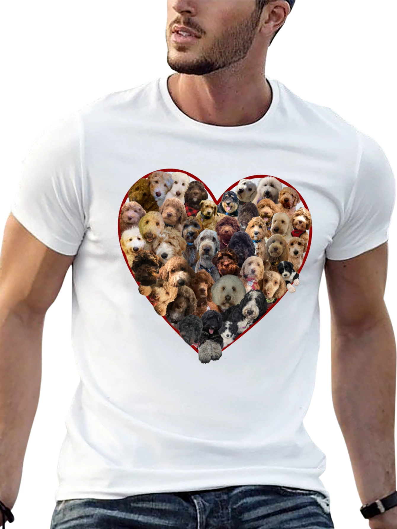 Dog Breed Heart T-Shirt - Black Crew Neck