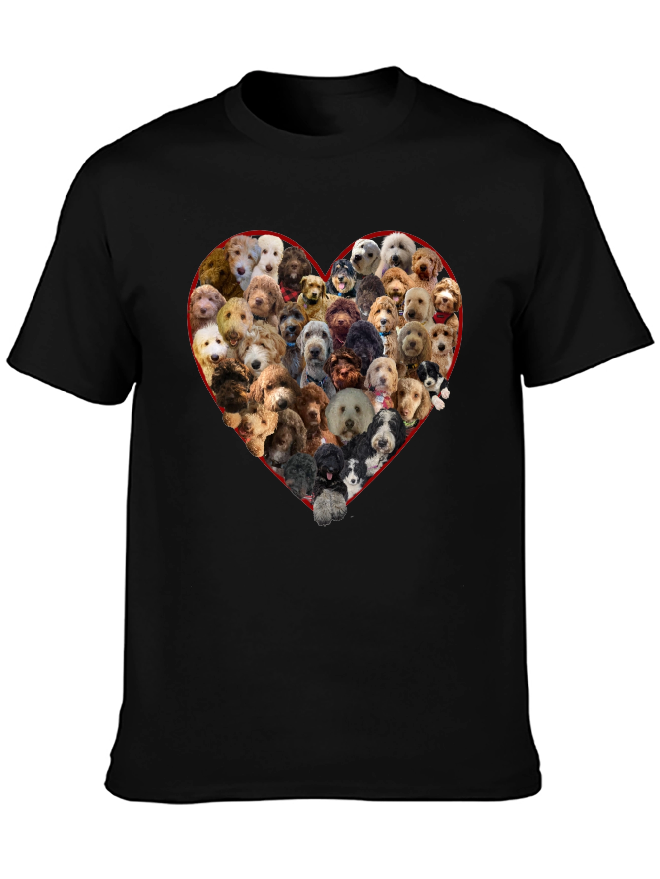 Dog Breed Heart T-Shirt - Black Crew Neck