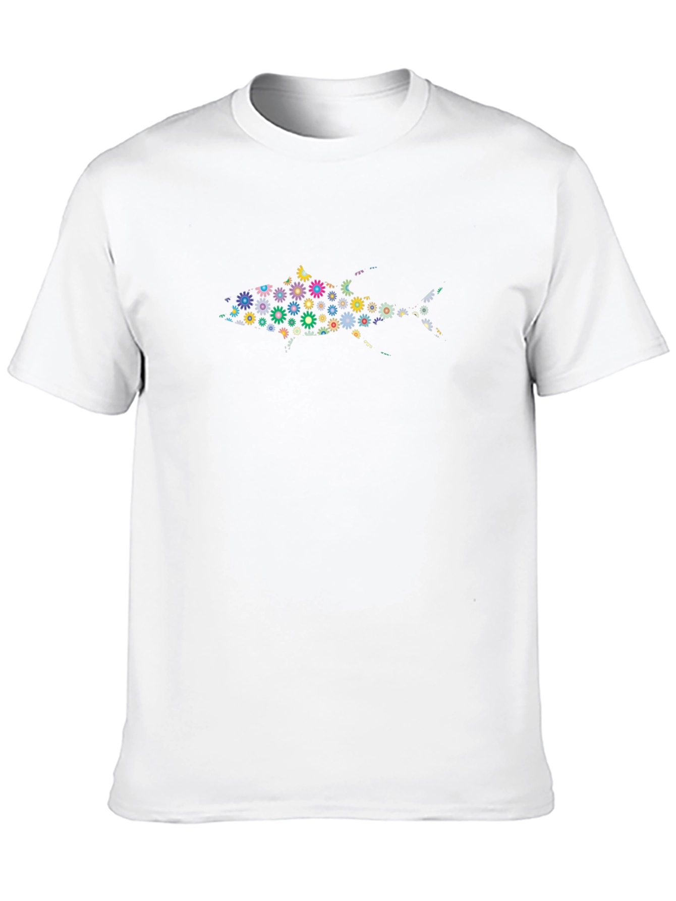 Floral Fish Graphic Black T-Shirt