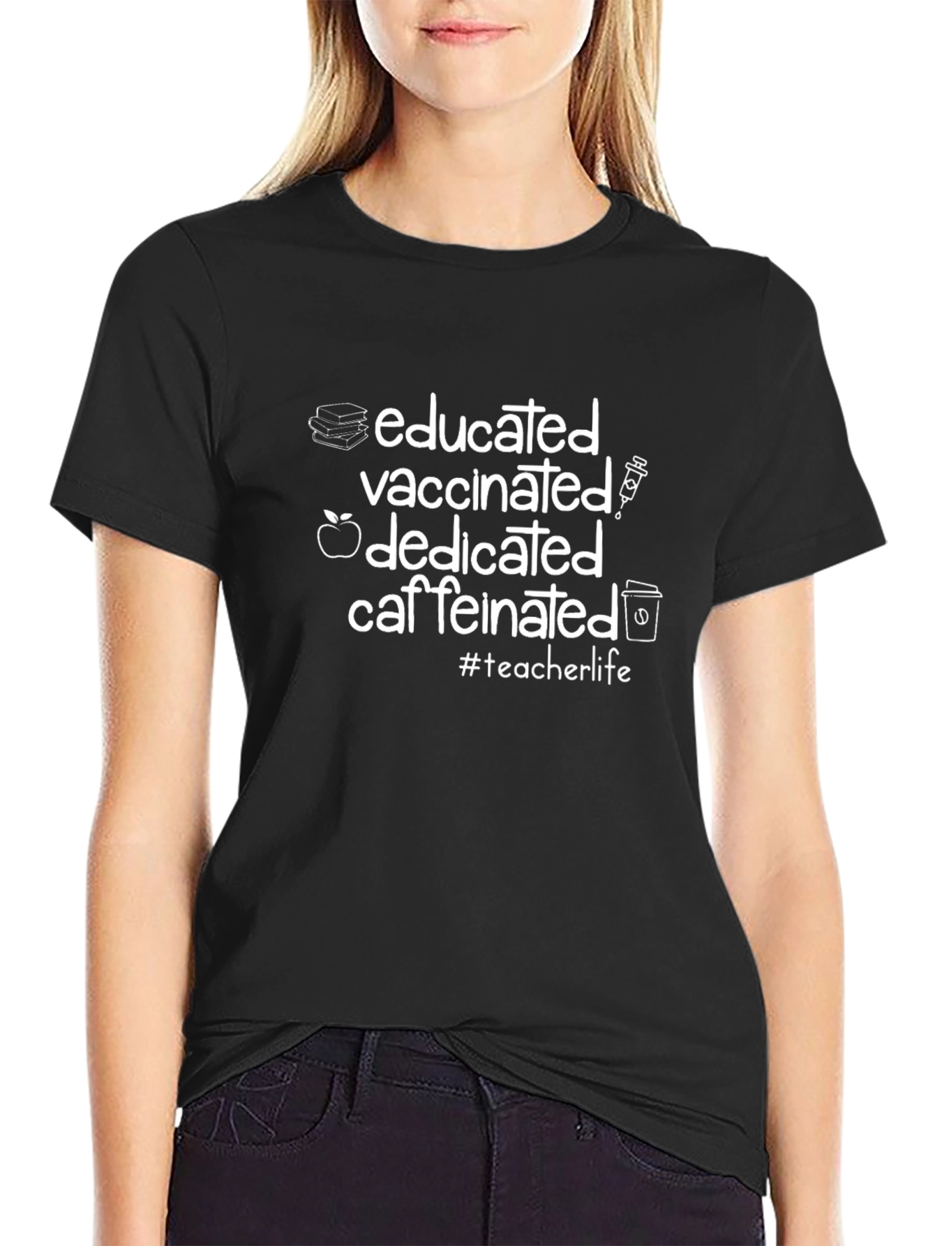 Educated Vaccinated Dedicated Caffeinated T-Shirt