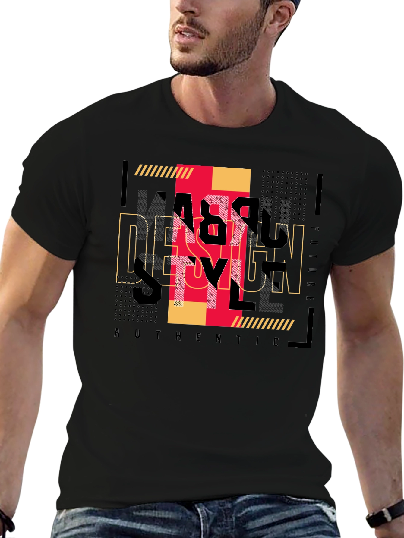 Urban Graphic Print Black T-Shirt