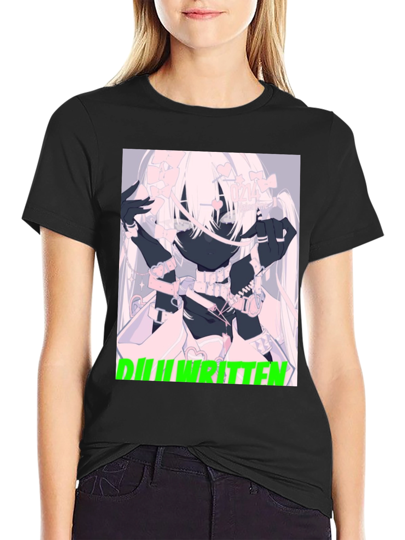 Anime Graphic Tee - Ill Written Black T-Shirt
