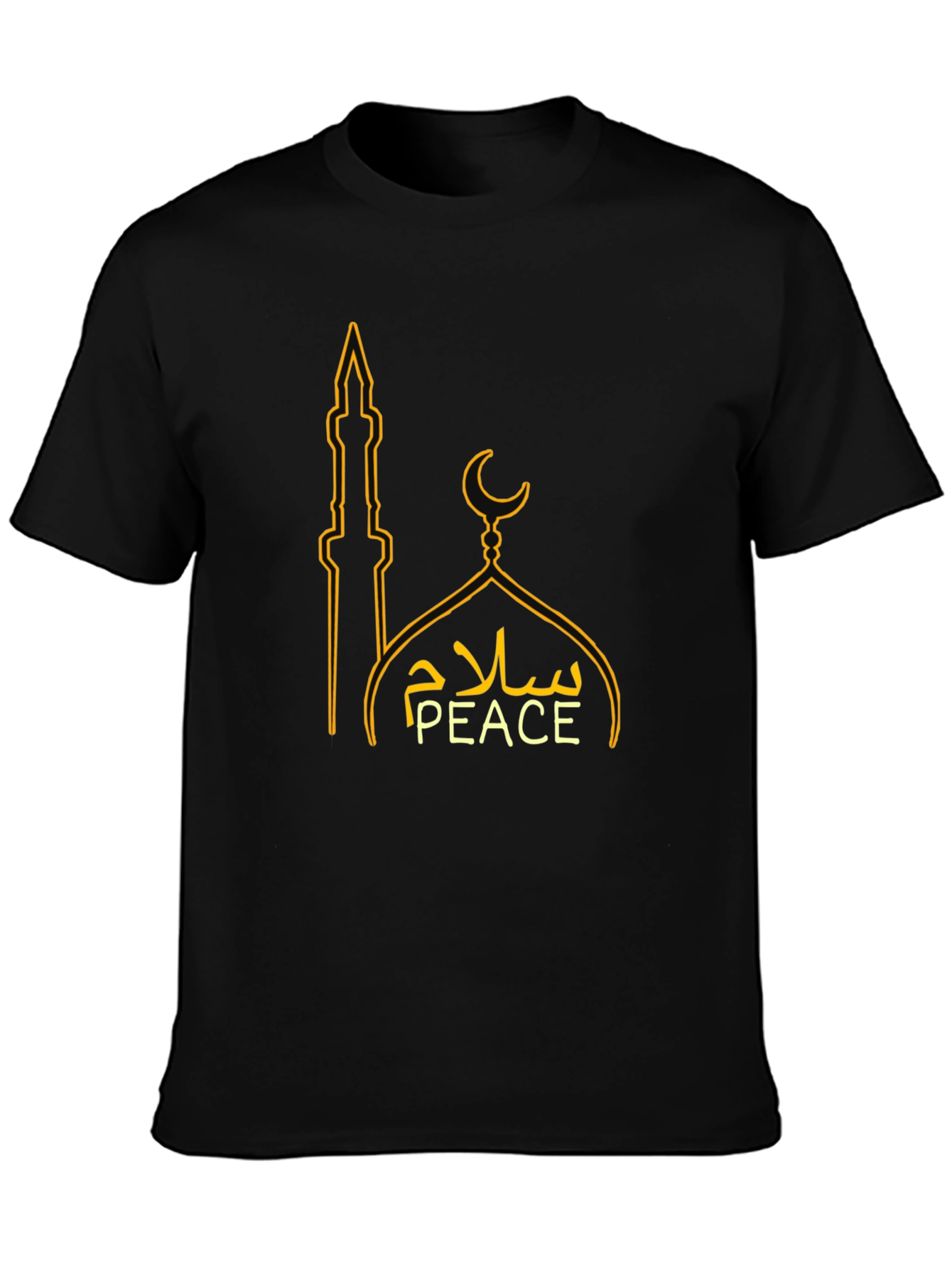 Peace Sign Mosque Graphic T-Shirt - Black