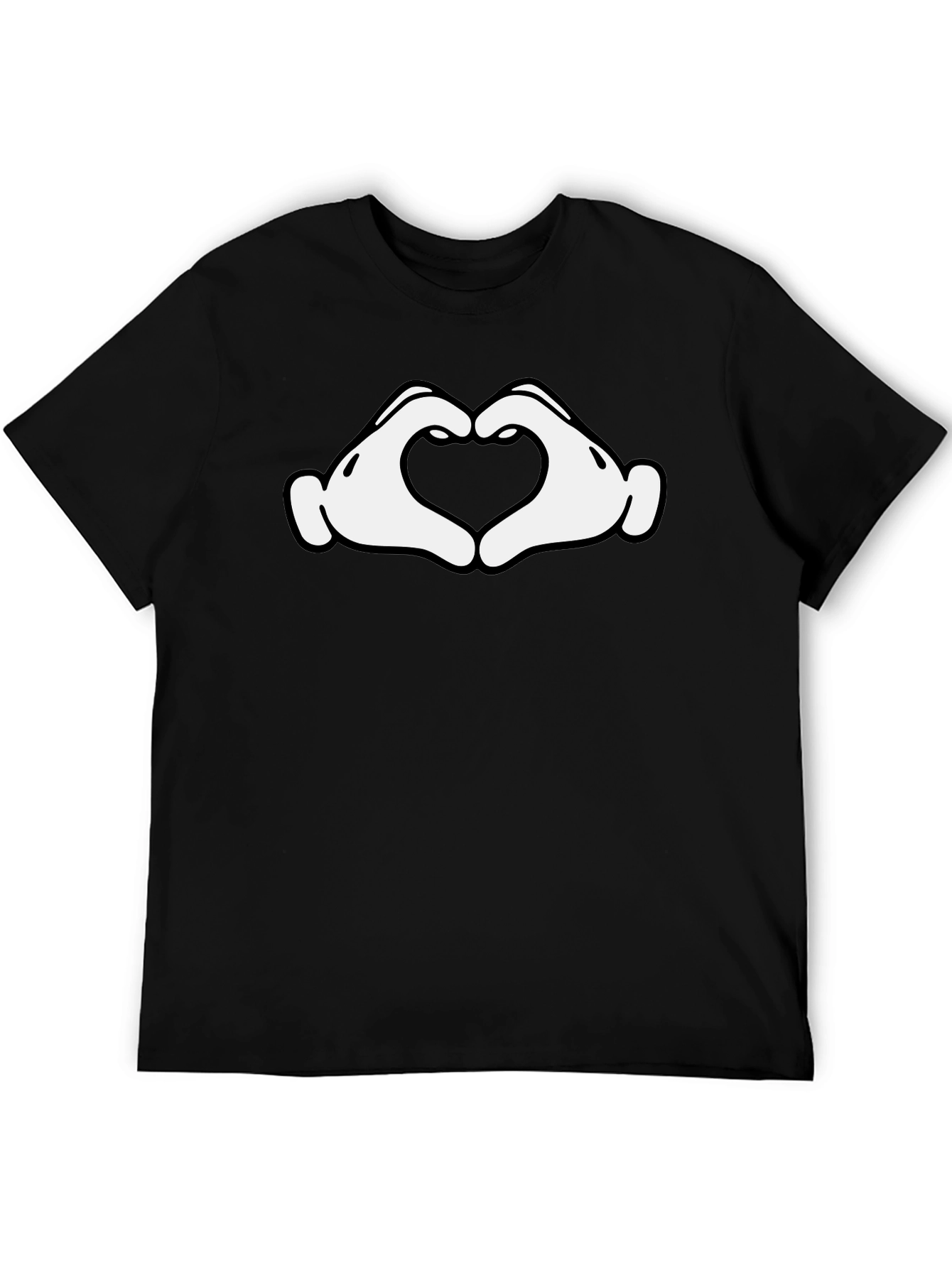 Heart Hands Graphic Tee - Black Cotton Blend