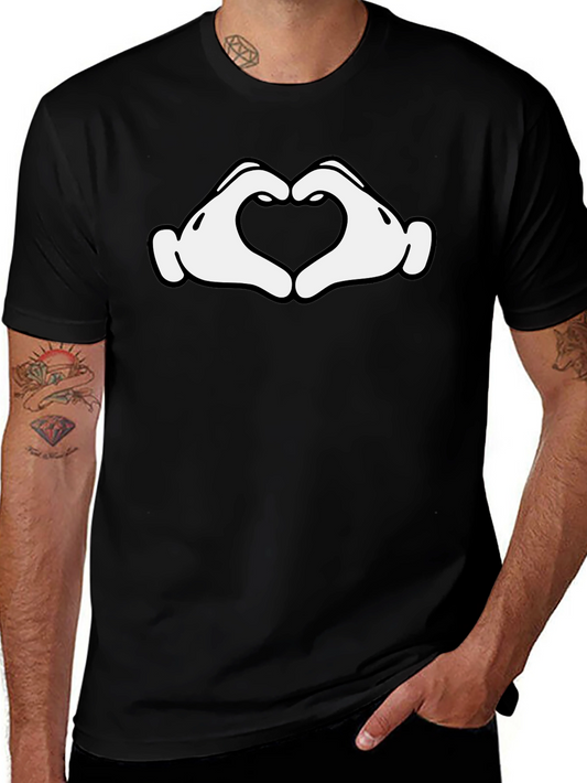 Heart Hands Graphic Tee - Black Cotton Blend