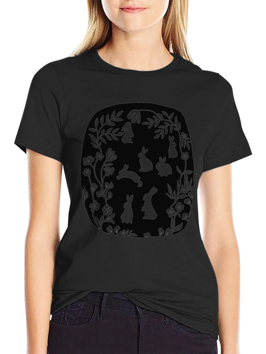Bunny Floral Graphic Tee - Mens Black T-Shirt