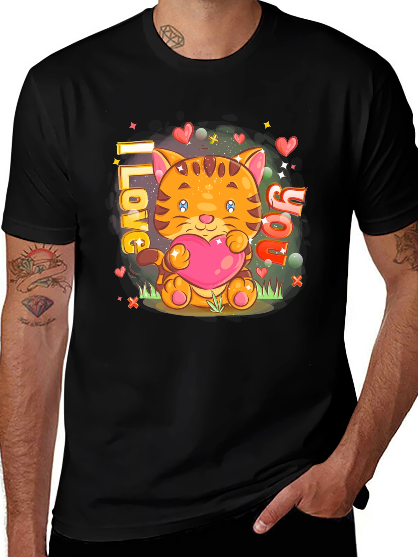 I Love You Cat Graphic T-Shirt