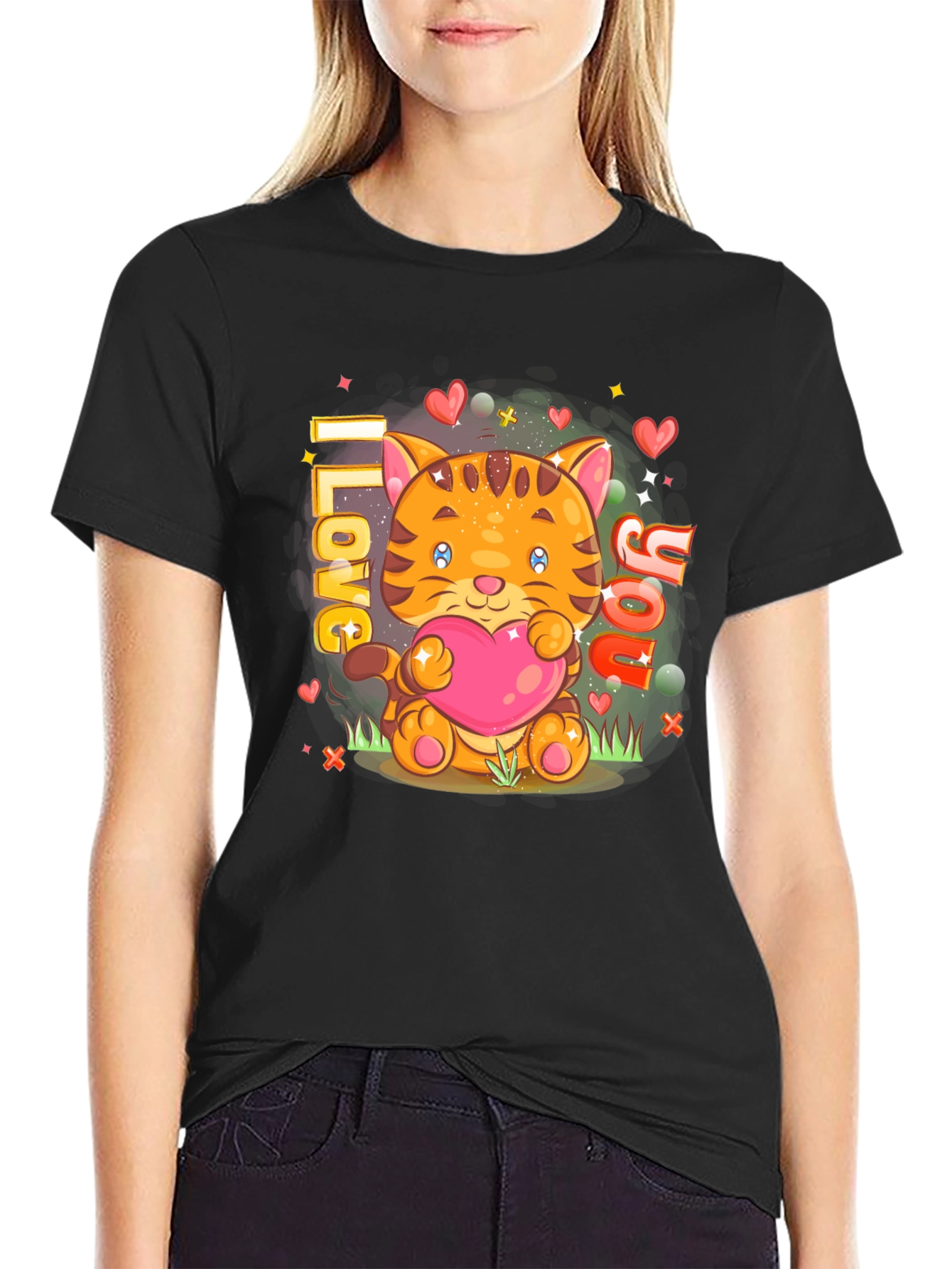 I Love You Cat Graphic T-Shirt