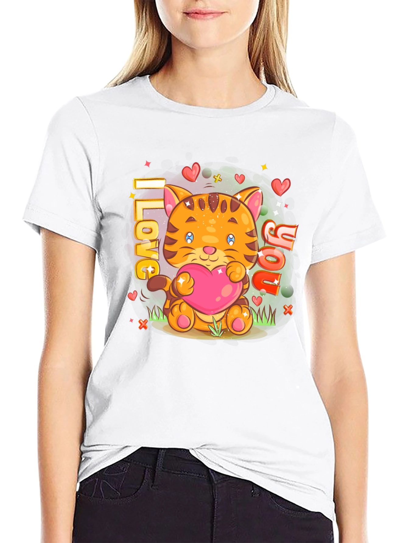 I Love You Cat Graphic T-Shirt
