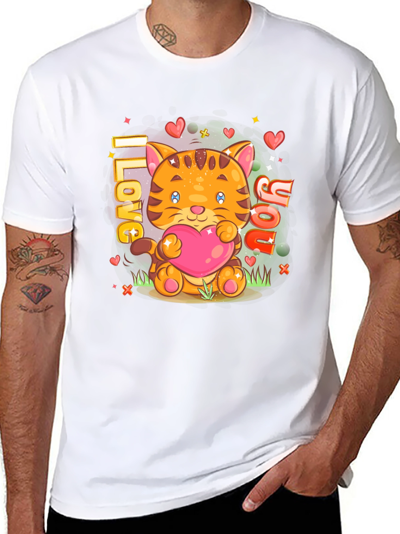 I Love You Cat Graphic T-Shirt
