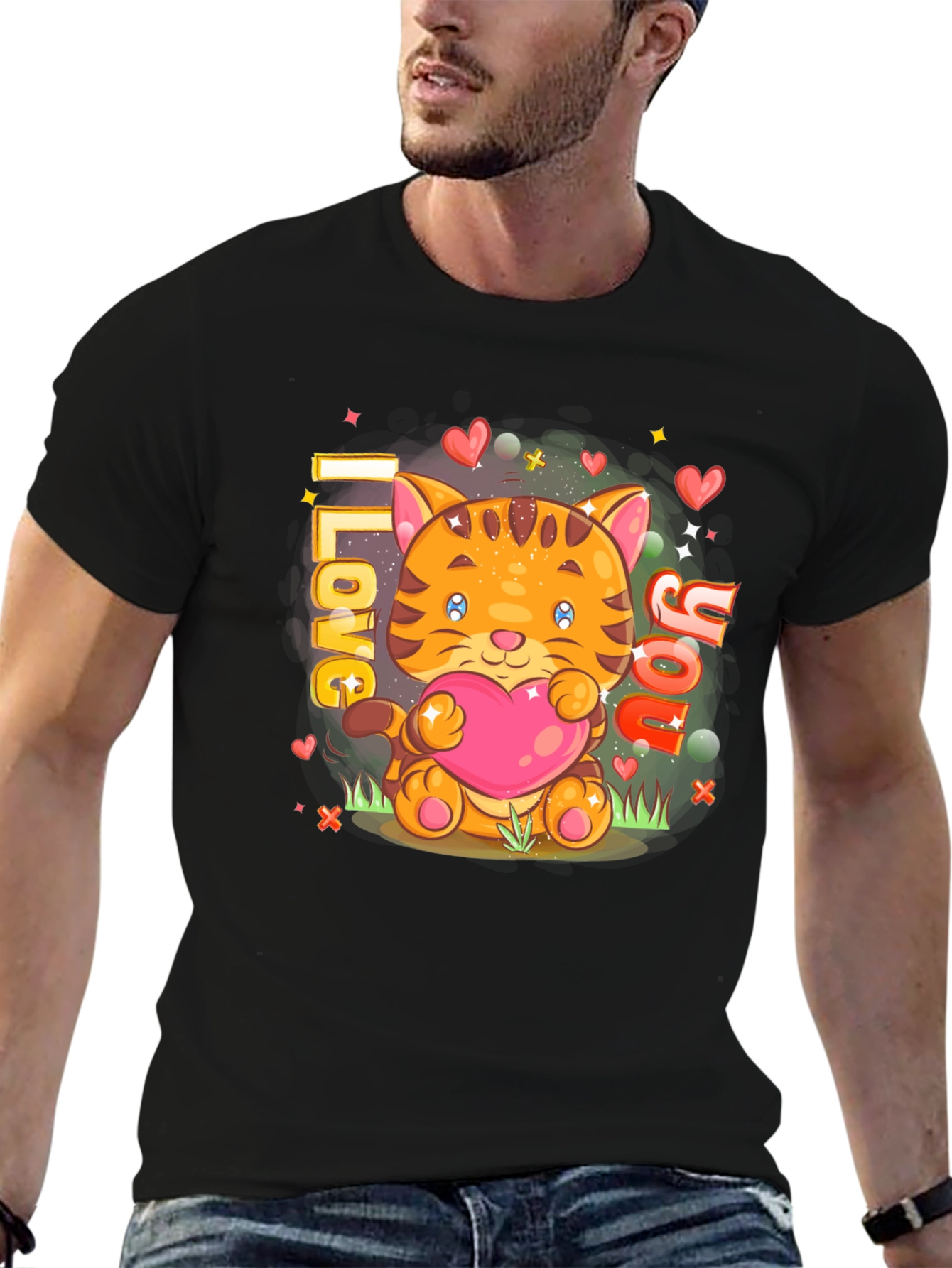 I Love You Cat Graphic T-Shirt