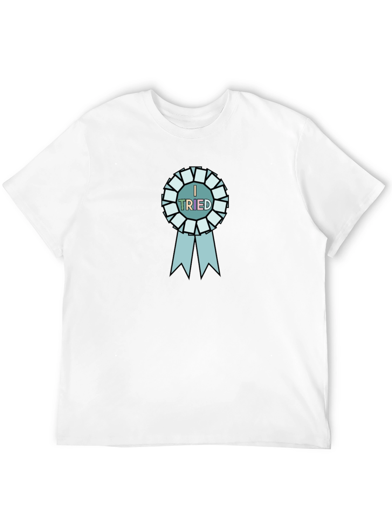 I Tried Black T-Shirt with Blue Ribbon Graphic