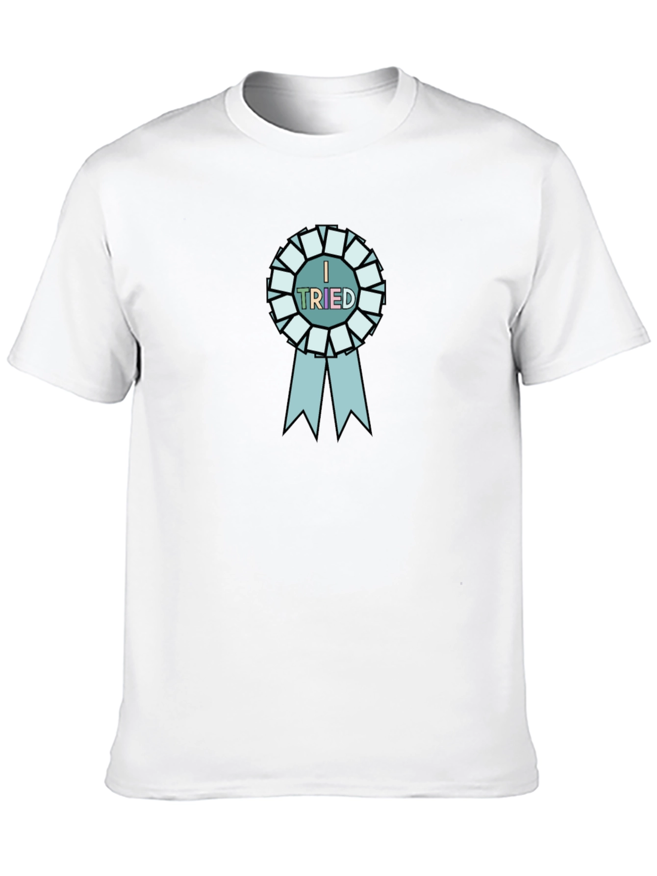 I Tried Black T-Shirt with Blue Ribbon Graphic