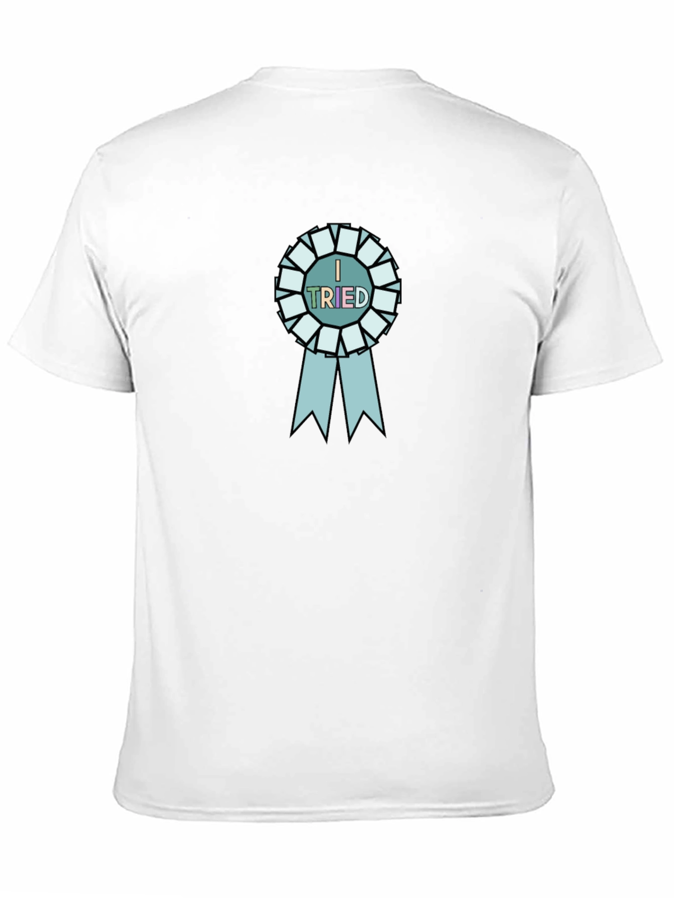I Tried Black T-Shirt with Blue Ribbon Graphic