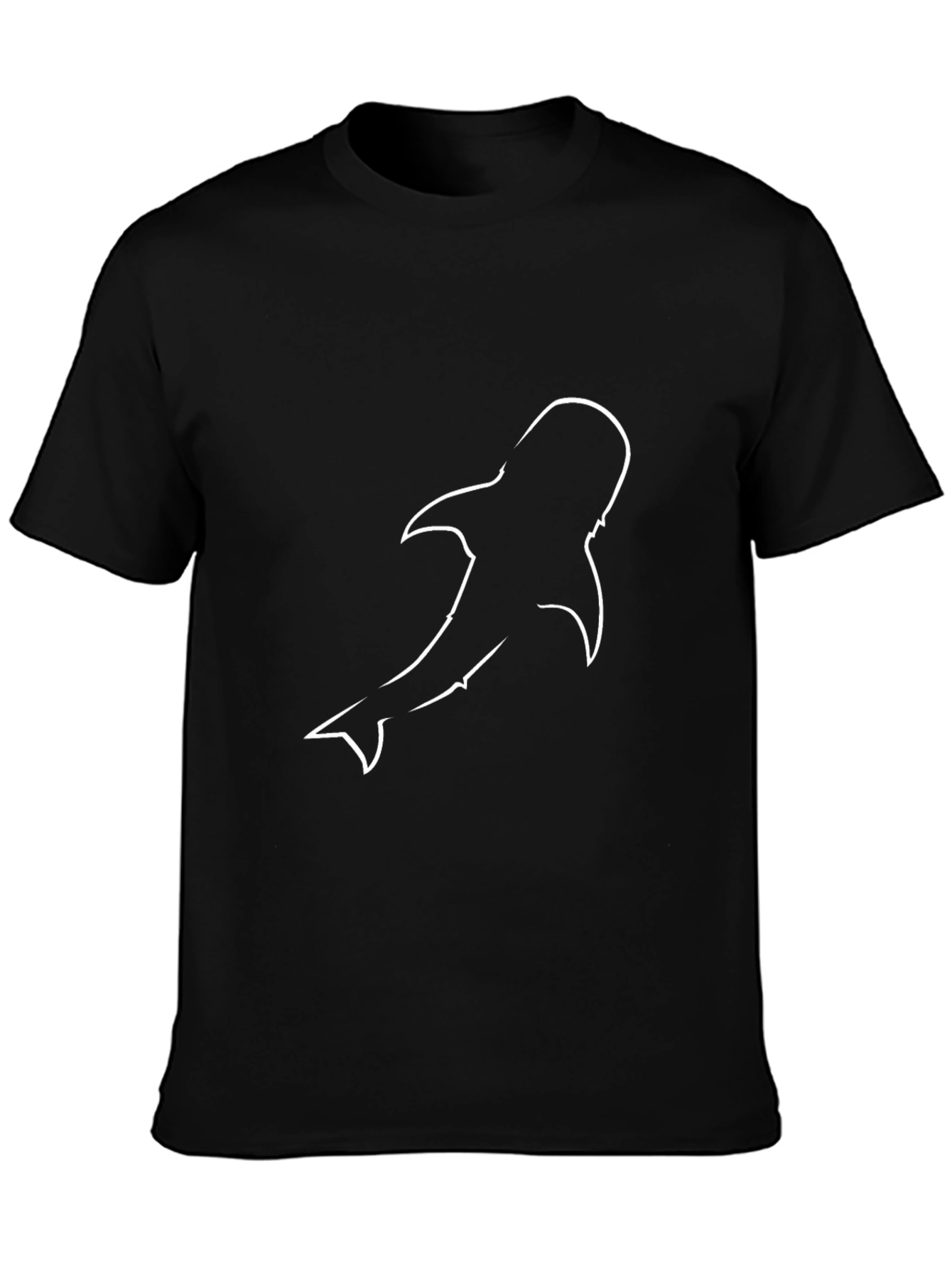 Mens Black T-Shirt with Abstract Whale Outline Design