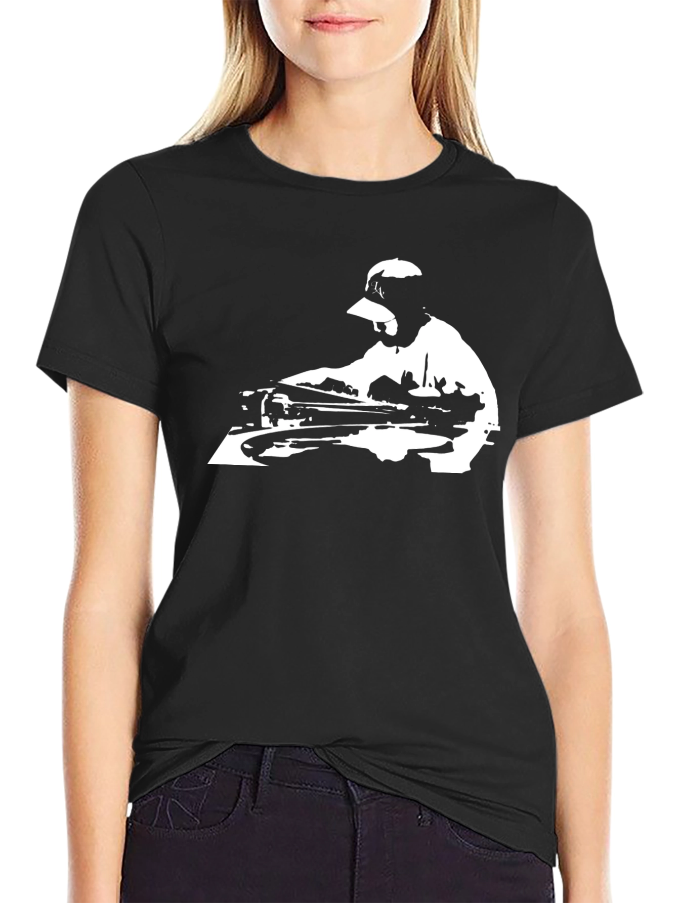 DJ Turntable Graphic Tee - Black Cotton T-Shirt
