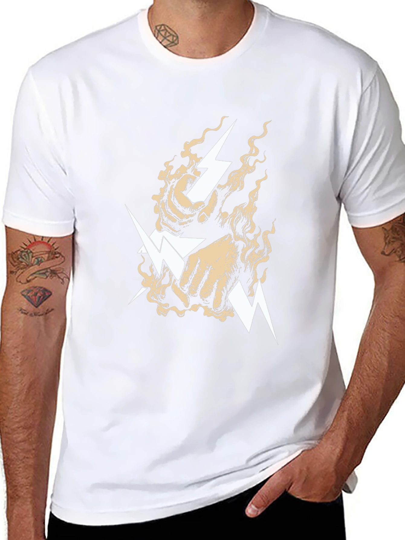 Lightning Bolt Fist Graphic Tee - Black