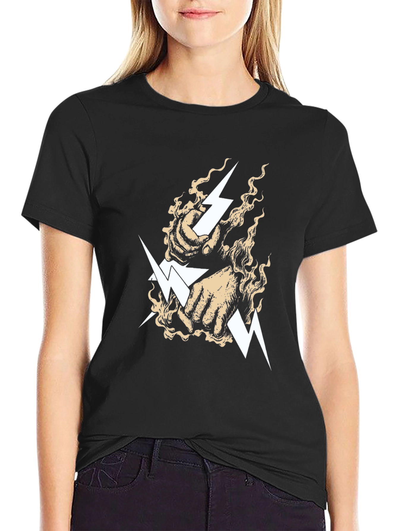 Lightning Bolt Fist Graphic Tee - Black