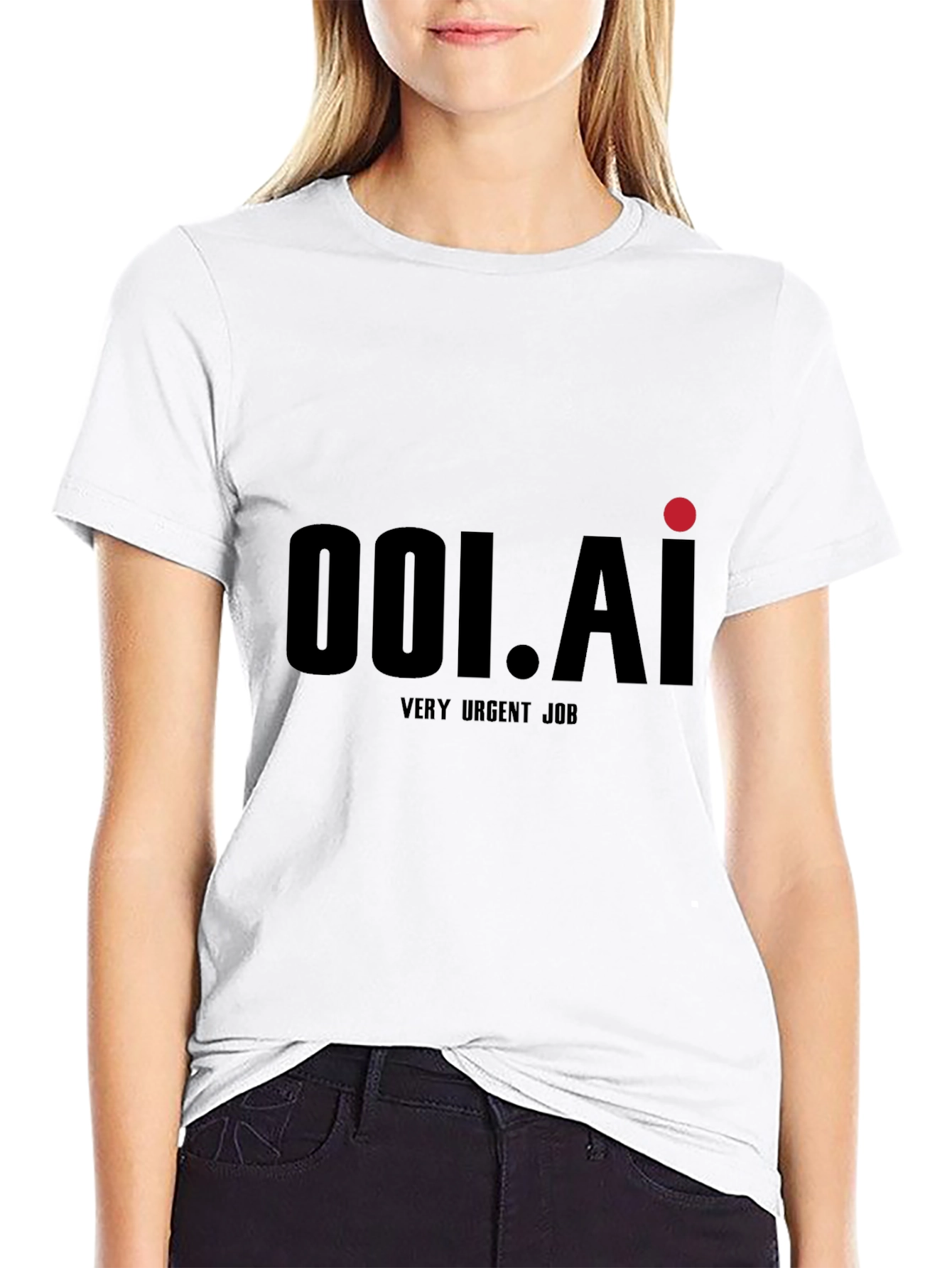 001.AI Black Graphic Tee - Very Urgent Job