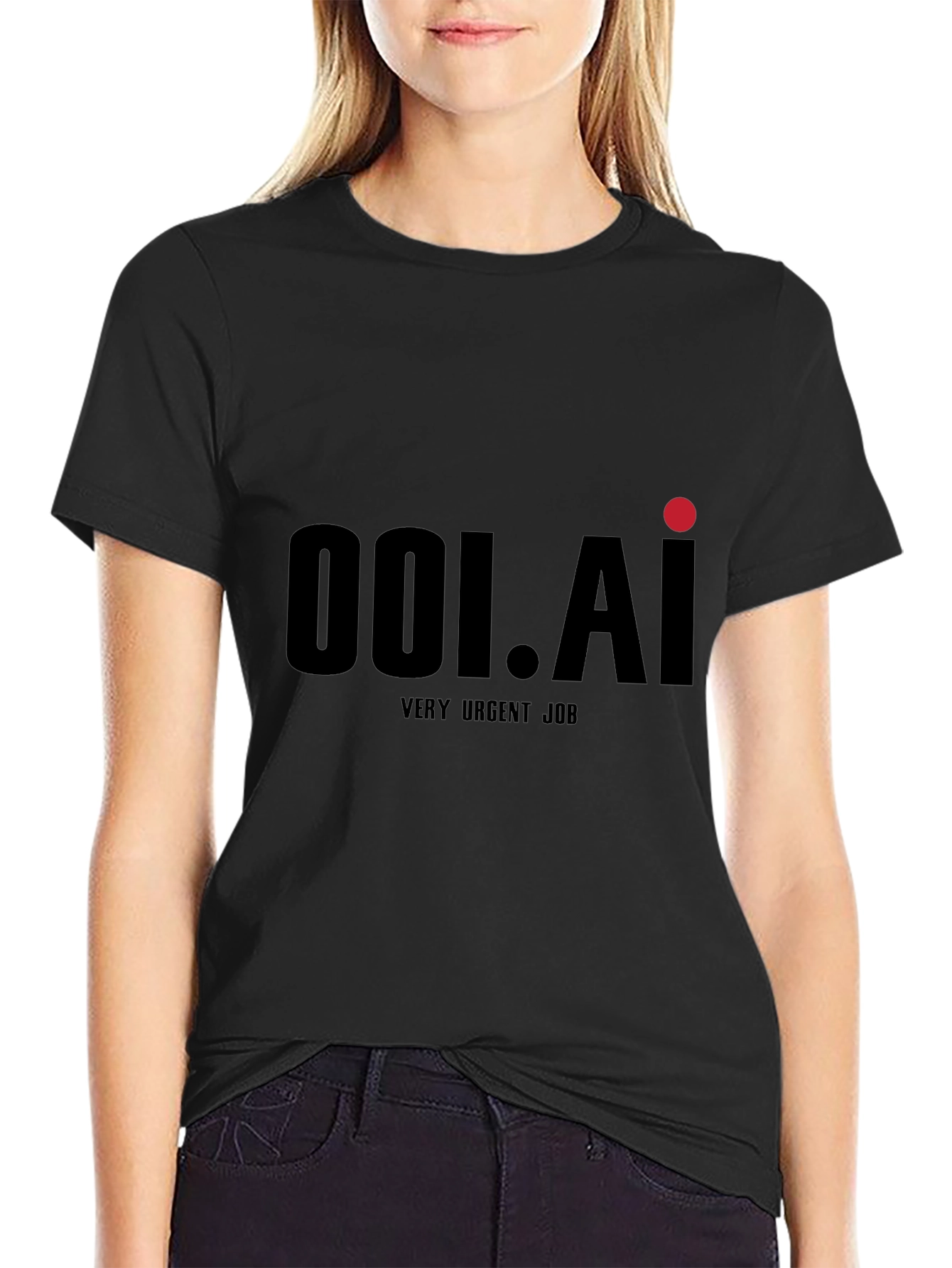 001.AI Black Graphic Tee - Very Urgent Job