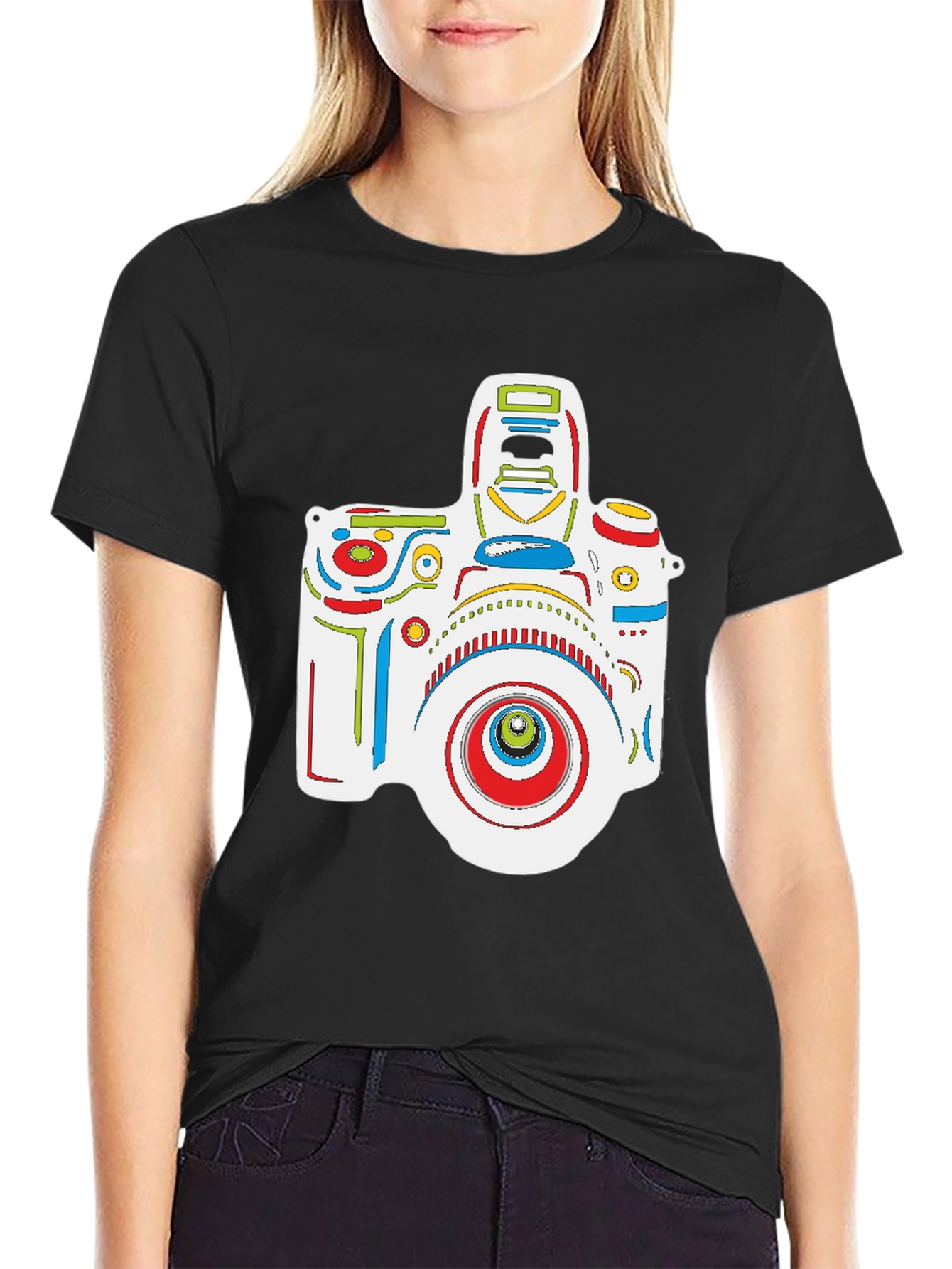 Abstract Camera Graphic Black T-Shirt