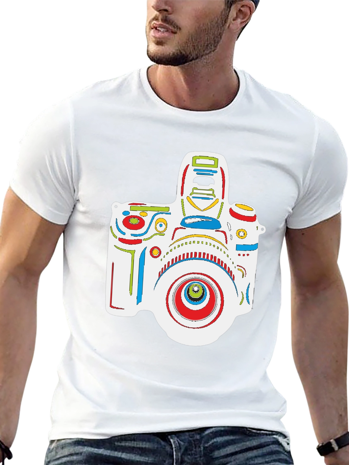 Abstract Camera Graphic Black T-Shirt