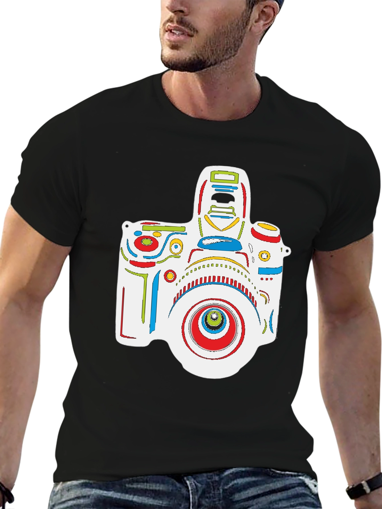 Abstract Camera Graphic Black T-Shirt