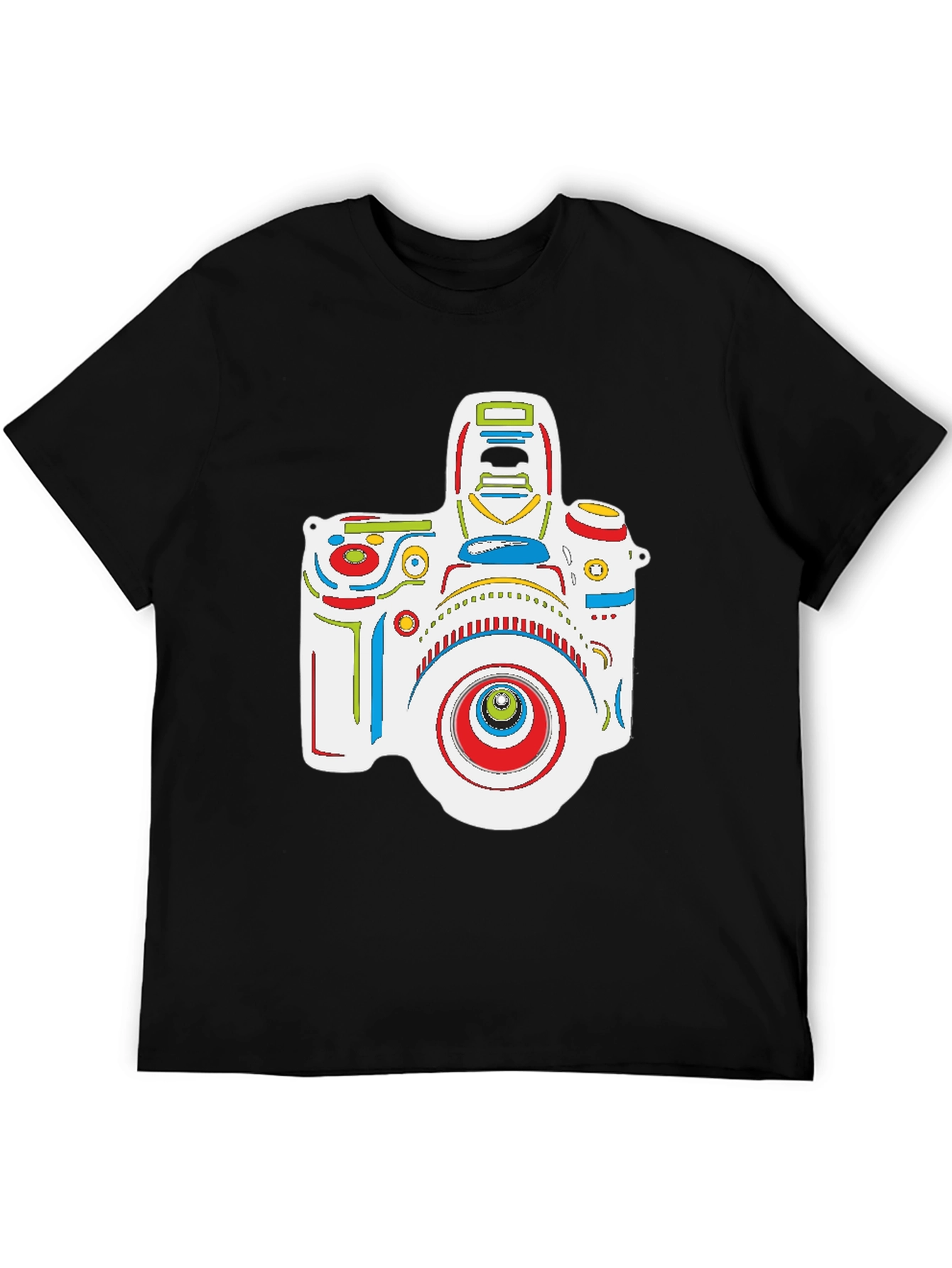 Abstract Camera Graphic Black T-Shirt
