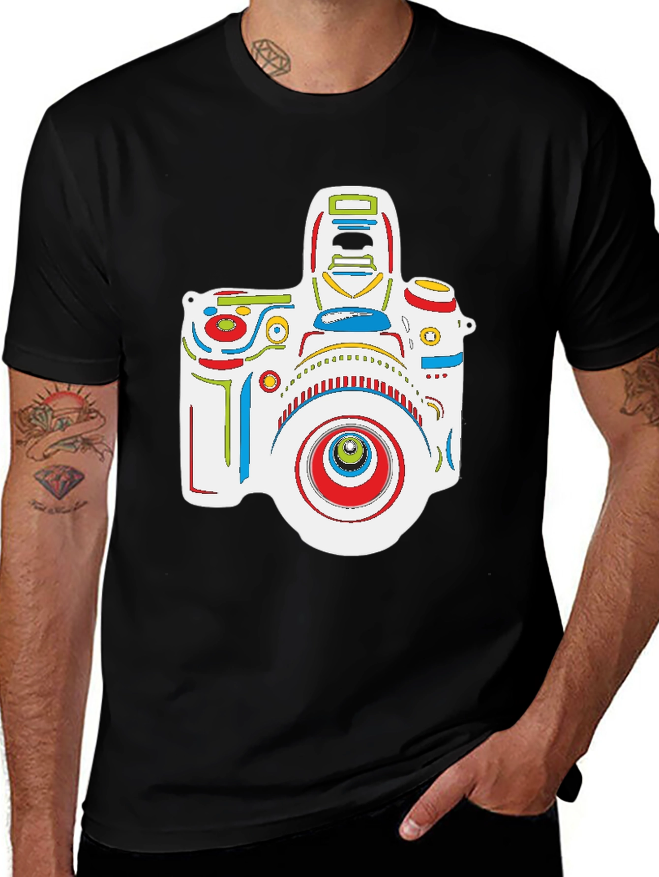 Abstract Camera Graphic Black T-Shirt
