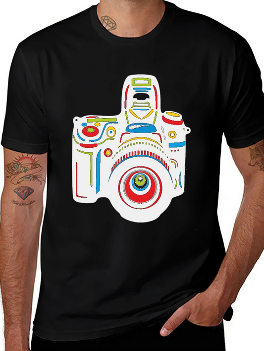 Abstract Camera Graphic Black T-Shirt