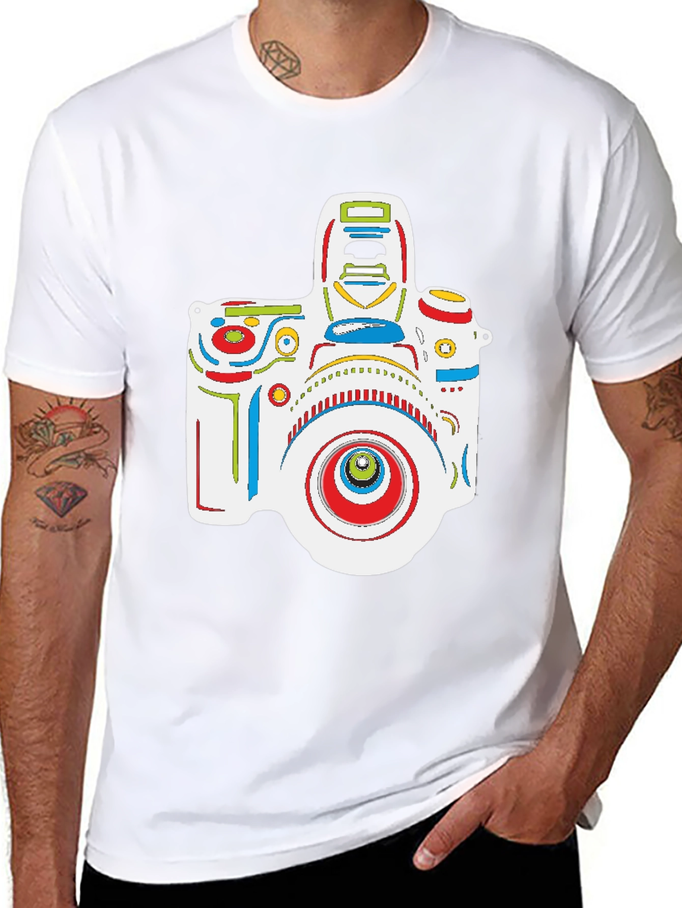 Abstract Camera Graphic Black T-Shirt