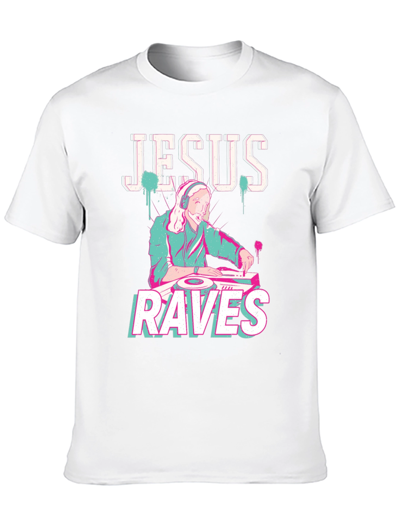 Jesus Raves Black T-Shirt - DJ Graphic Tee