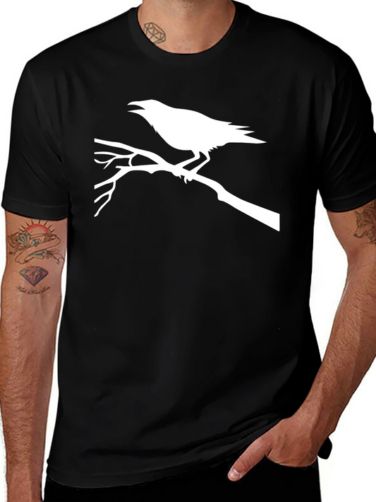 Raven Branch Graphic Tee - Black Casual T-Shirt