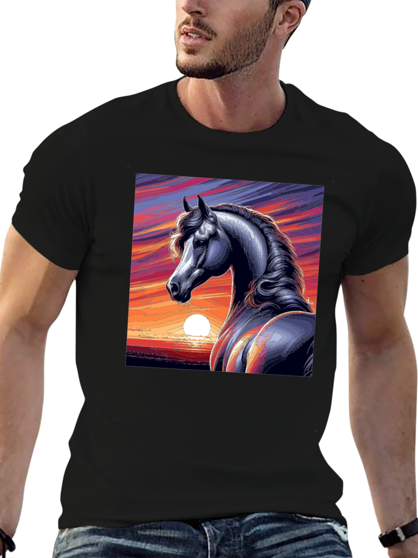Majestic Horse Graphic Tee - Sunset Design