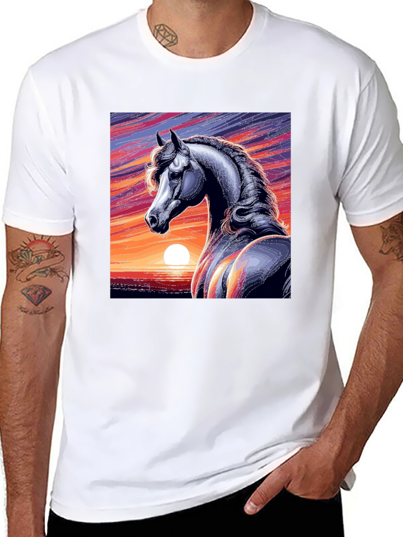 Majestic Horse Graphic Tee - Sunset Design
