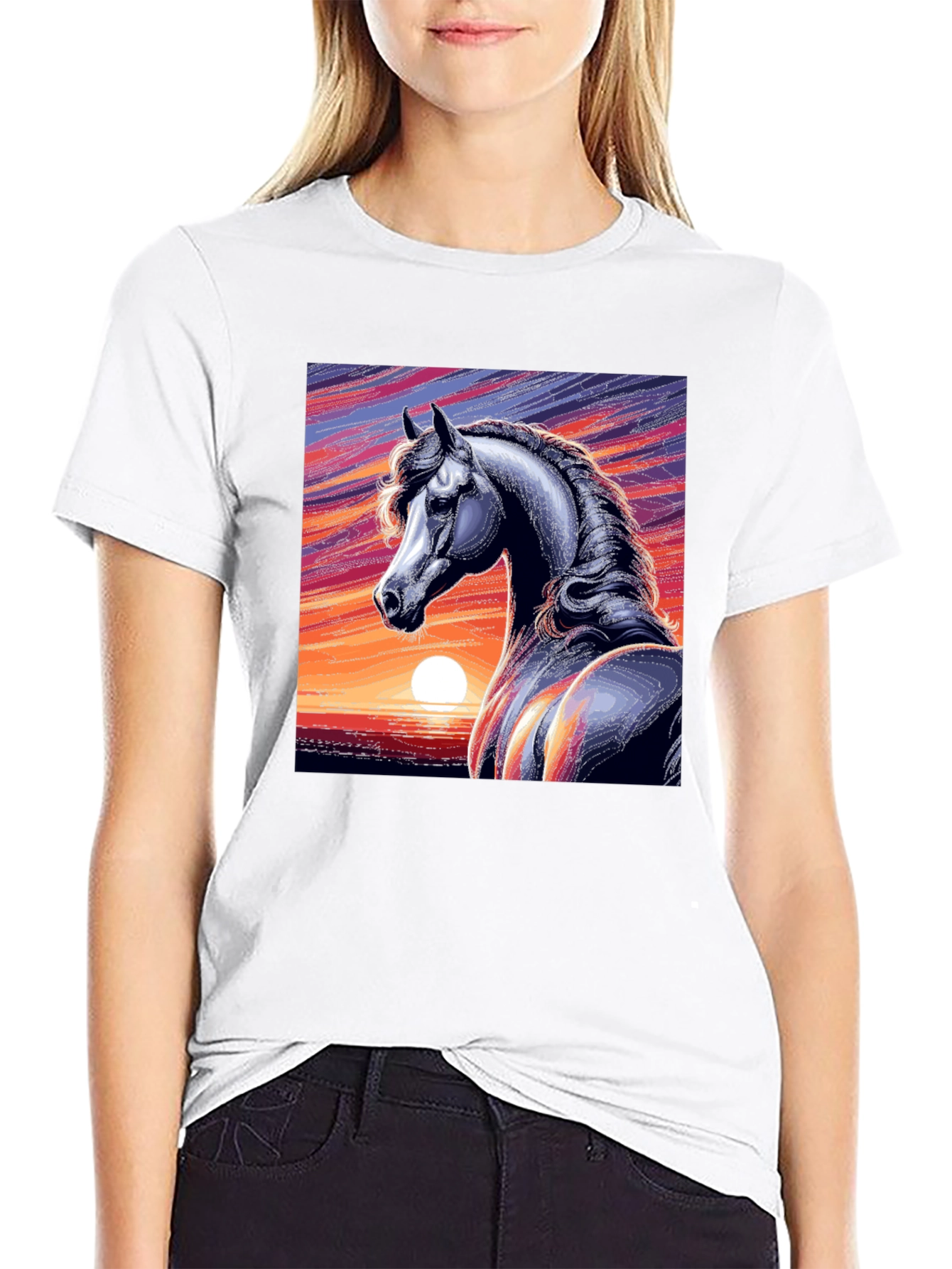 Majestic Horse Graphic Tee - Sunset Design