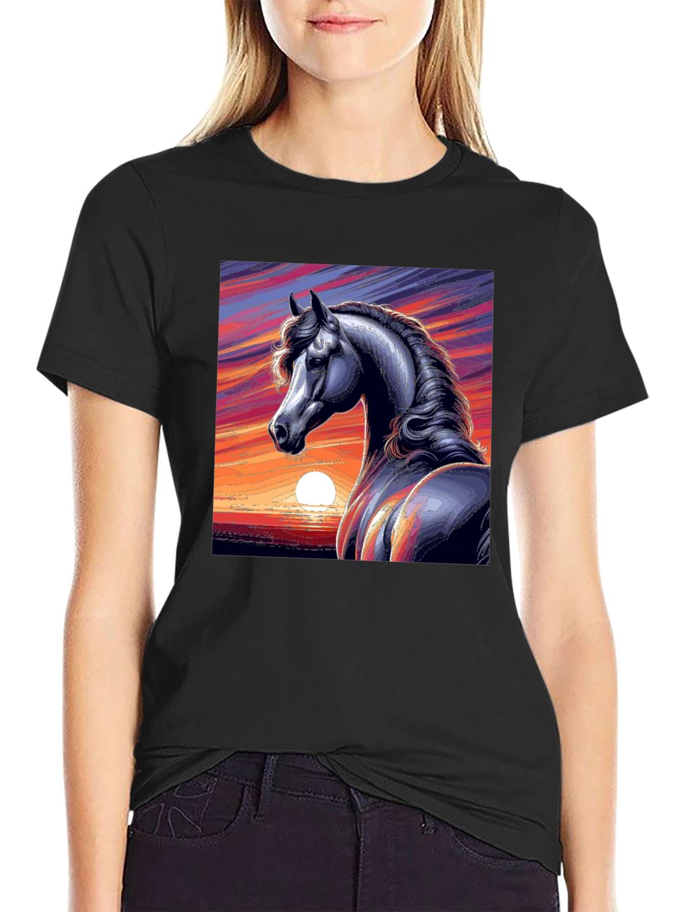 Majestic Horse Graphic Tee - Sunset Design