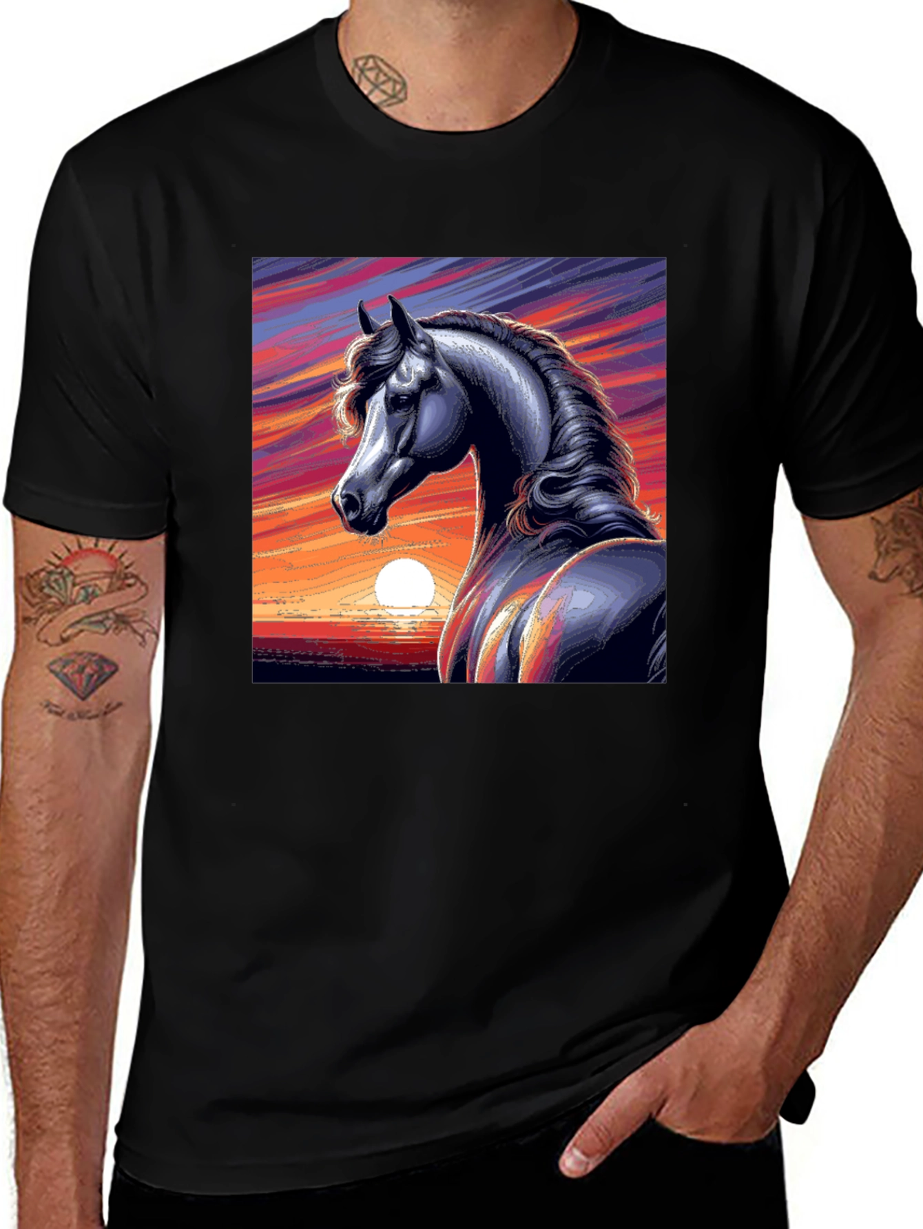 Majestic Horse Graphic Tee - Sunset Design