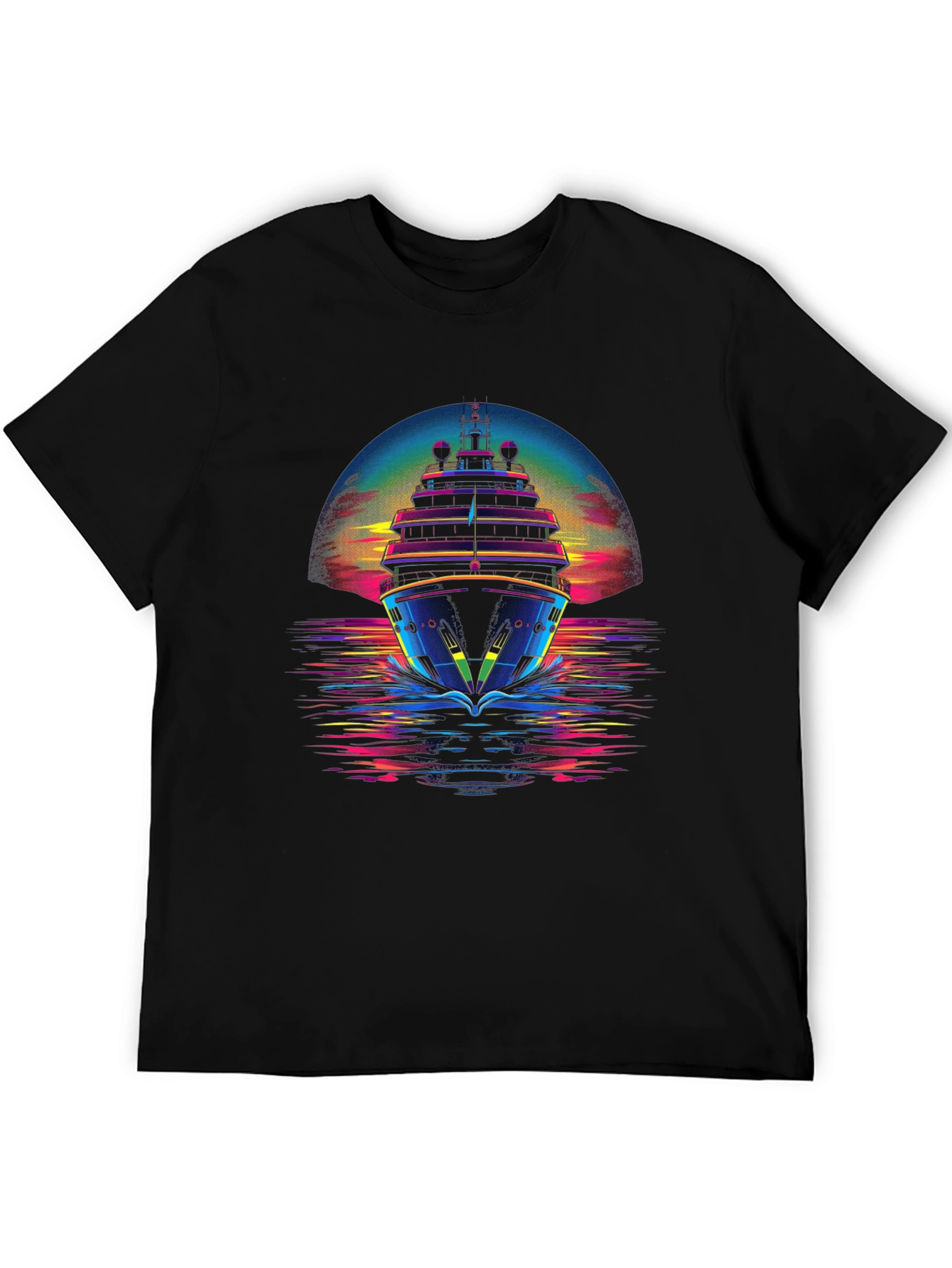 Neon Cruise Ship Graphic T-Shirt