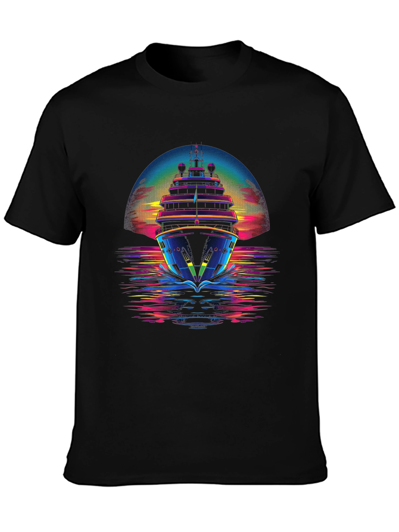 Neon Cruise Ship Graphic T-Shirt