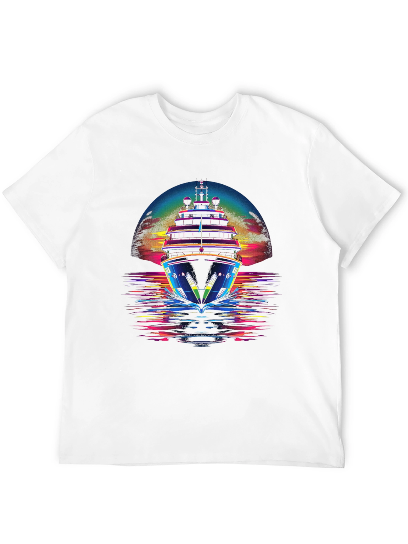 Neon Cruise Ship Graphic T-Shirt