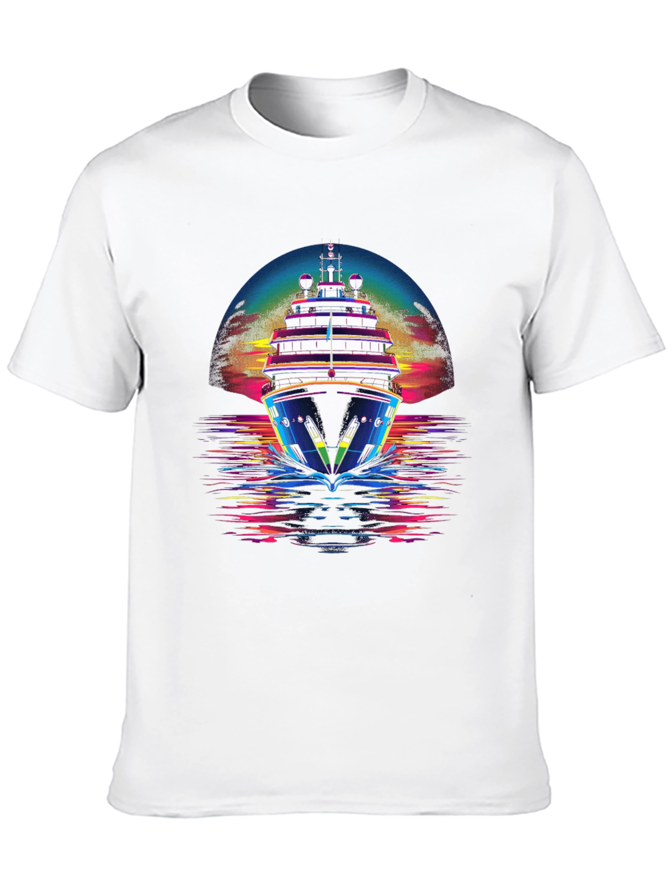 Neon Cruise Ship Graphic T-Shirt