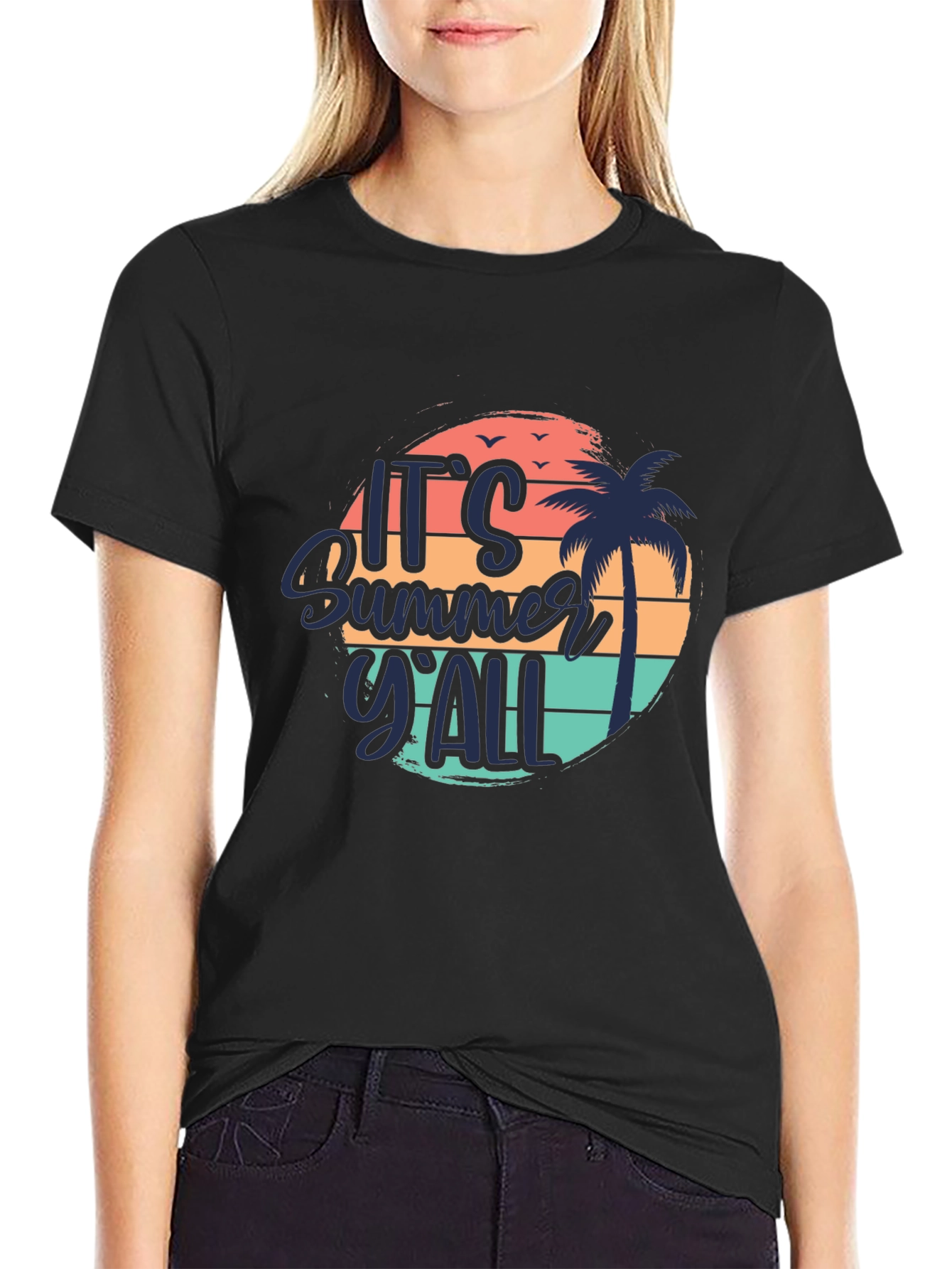 Its Summer YAll Black Graphic Tee