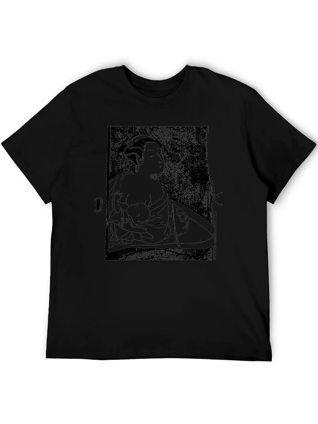 Japanese Art Graphic Tee - Black Cotton Shirt