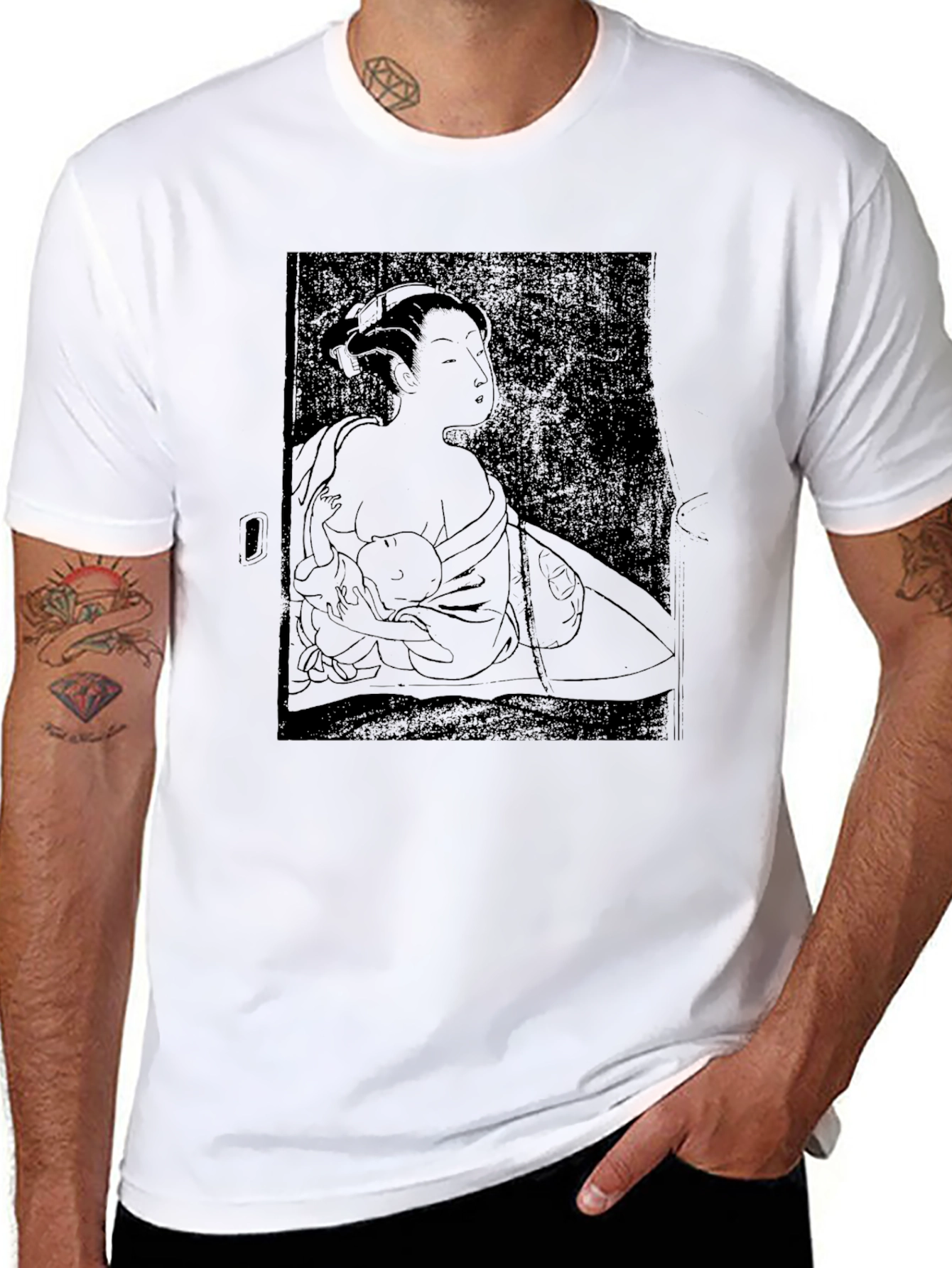 Japanese Art Graphic Tee - Black Cotton Shirt