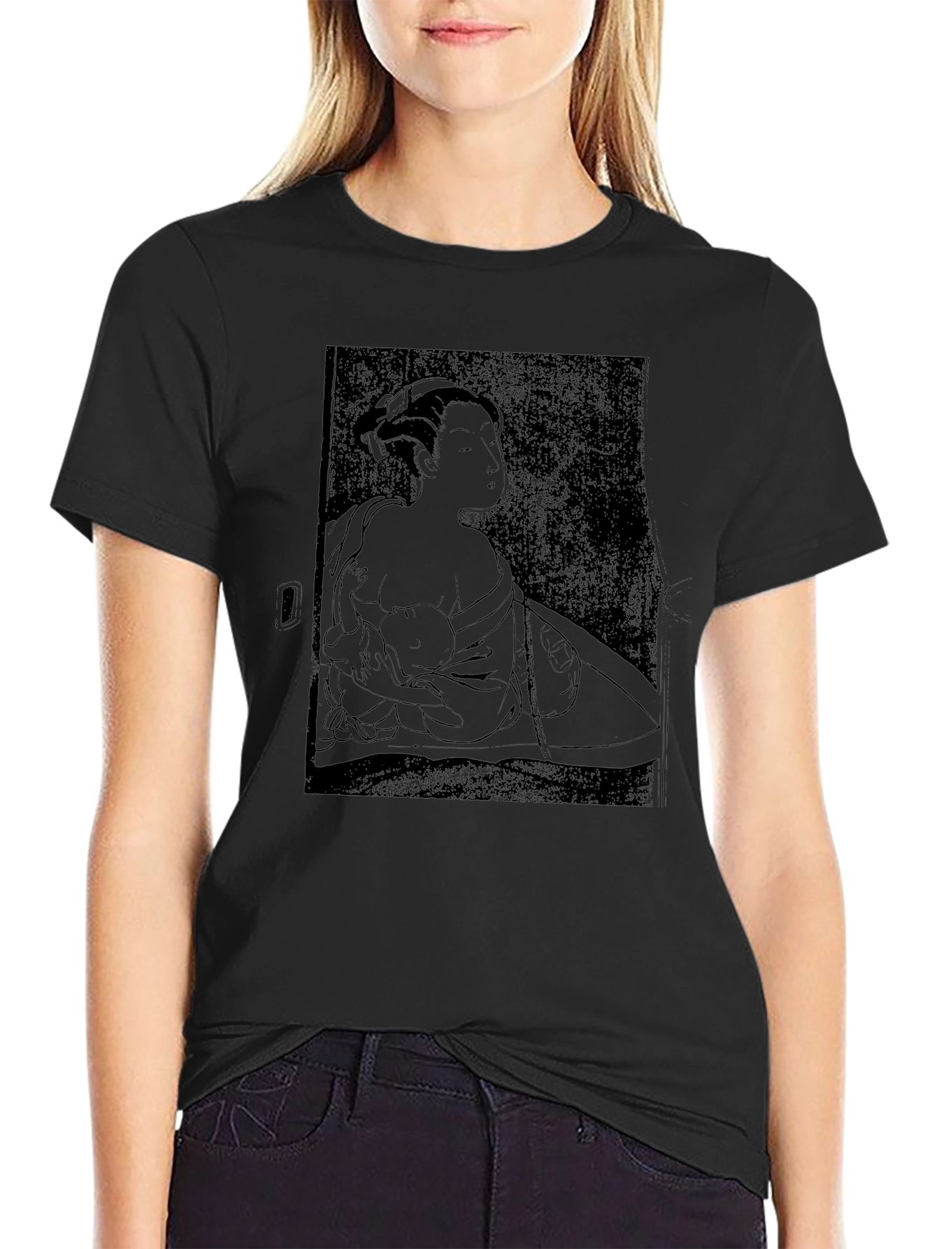 Japanese Art Graphic Tee - Black Cotton Shirt