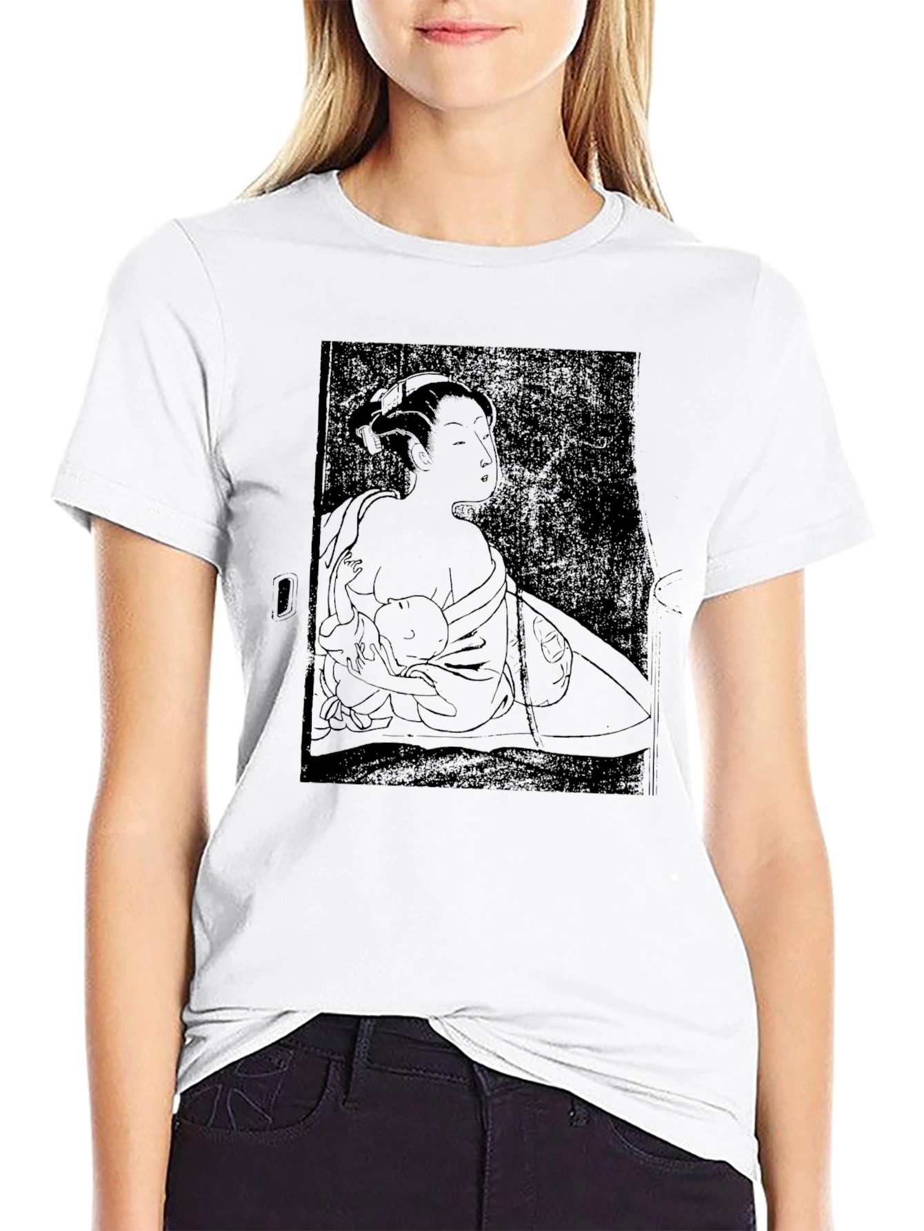 Japanese Art Graphic Tee - Black Cotton Shirt
